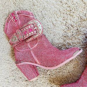 Dolls Kill Rhinestone Boots. Sheriff Shine Cowboy Boots - Pink